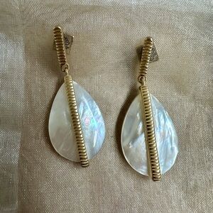 White House Black Market Gold and Cream Teardrop Earrings